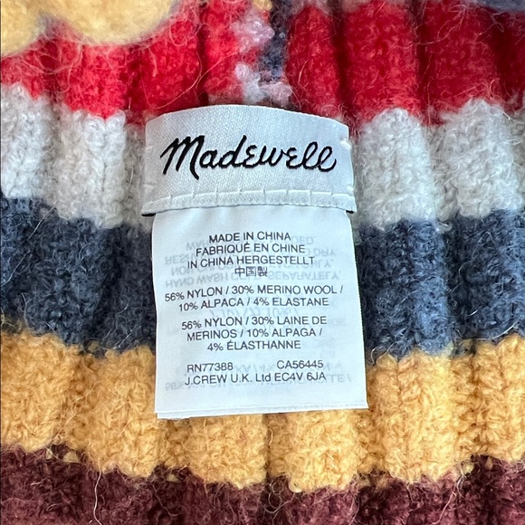 Madewell Merino Wool/Alpaca Blend Striped Beanie OS - Picture 2 of 4